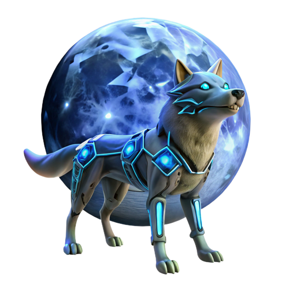 Cybernetic Wolf Futuristic Canine in a Celestial Setting png