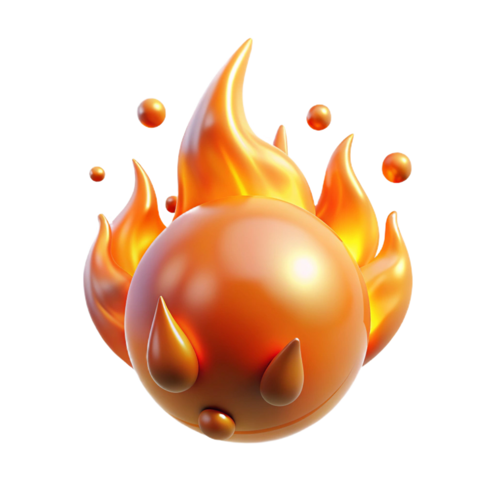 Fiery Orb 3D Render of a Flaming Sphere png