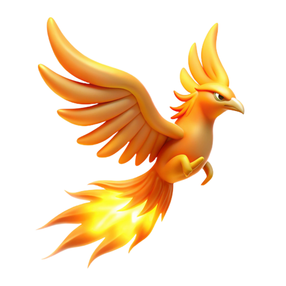 Fiery Flight A 3D Render of a Mythical Phoenix png