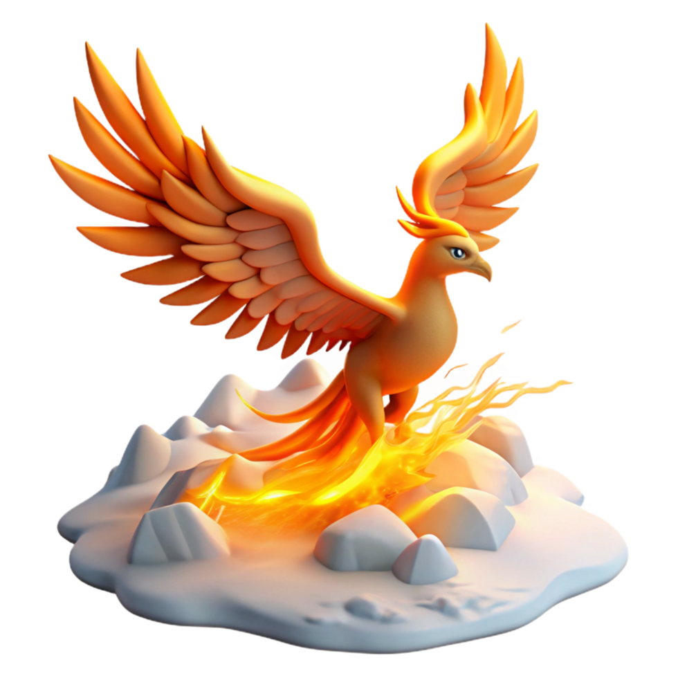 Mythical Firebird 3D Render of a Legendary Creature Emerging from Flames png