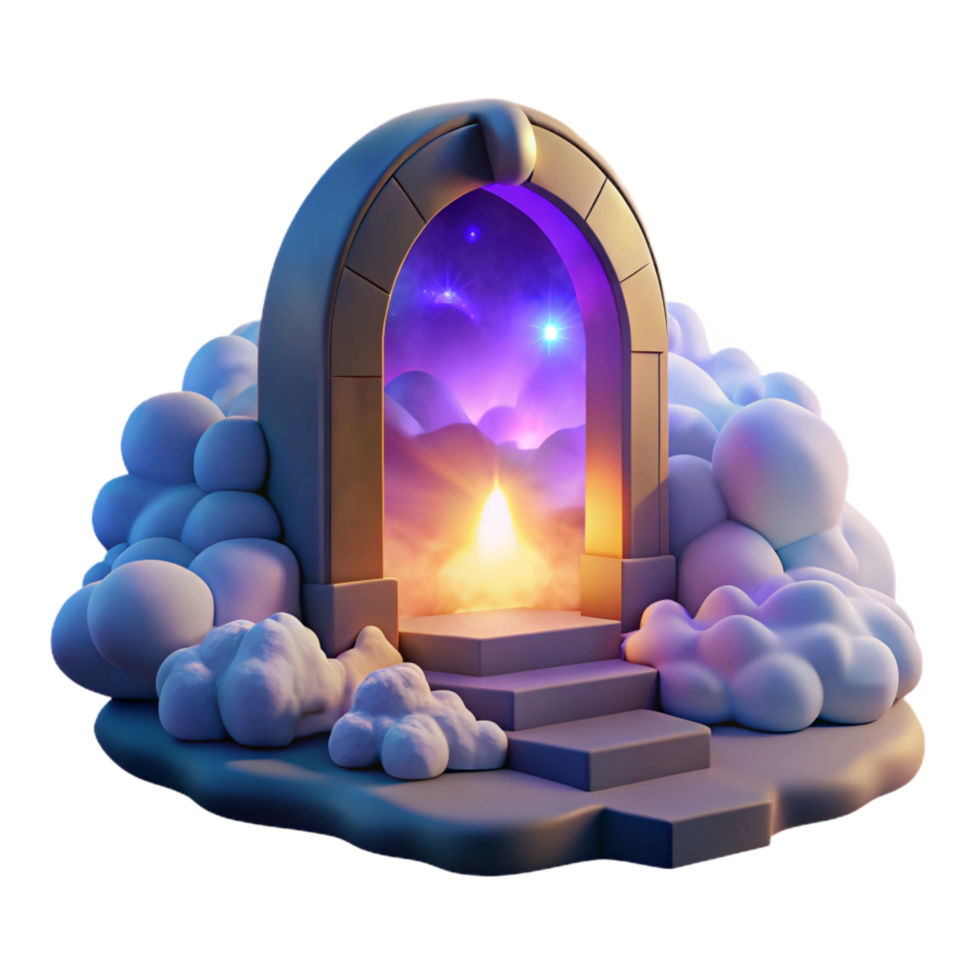 Mystical Gateway to a Dreamlike Landscape 3D Render of Fantasy Portal png