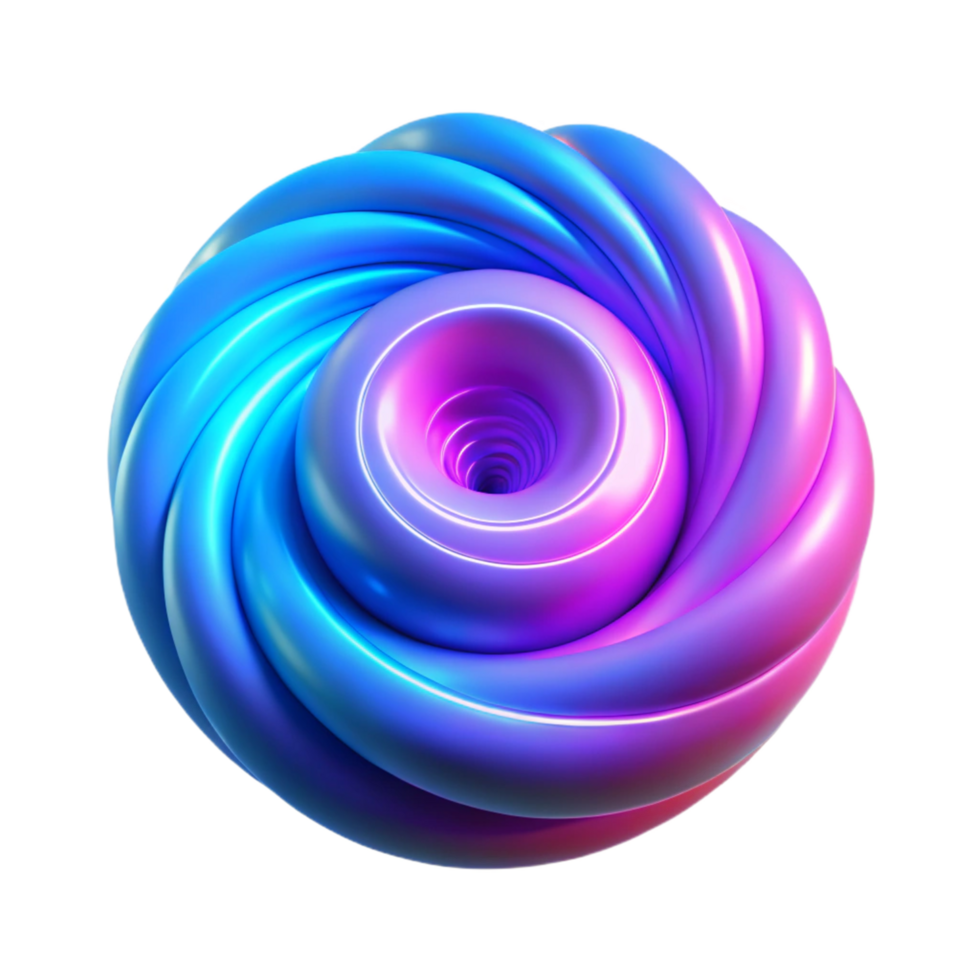 Abstract Swirling 3D Render Neon Blue and Purple Gradient png
