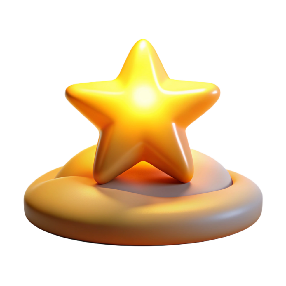 Golden Star on Cloud 3D Render of Achievement and Success png