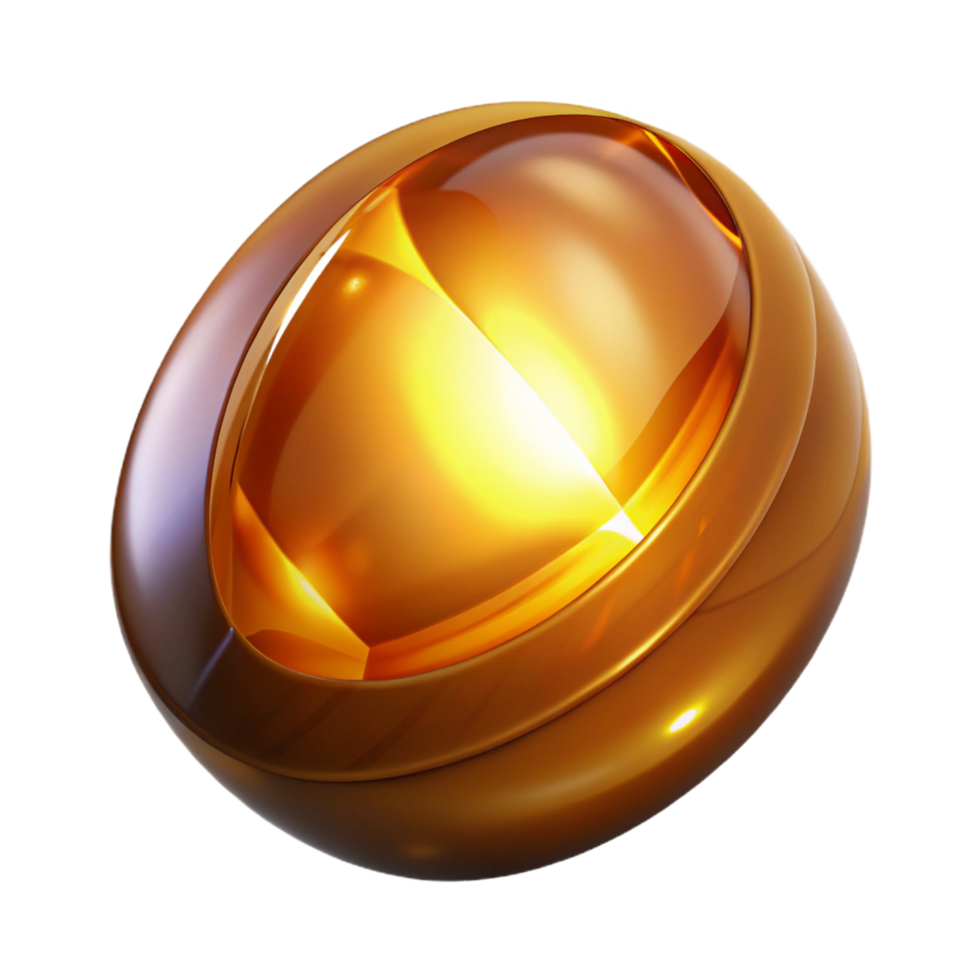 Glowing Orb Abstract 3D Render of Golden Sphere with Inner Light png