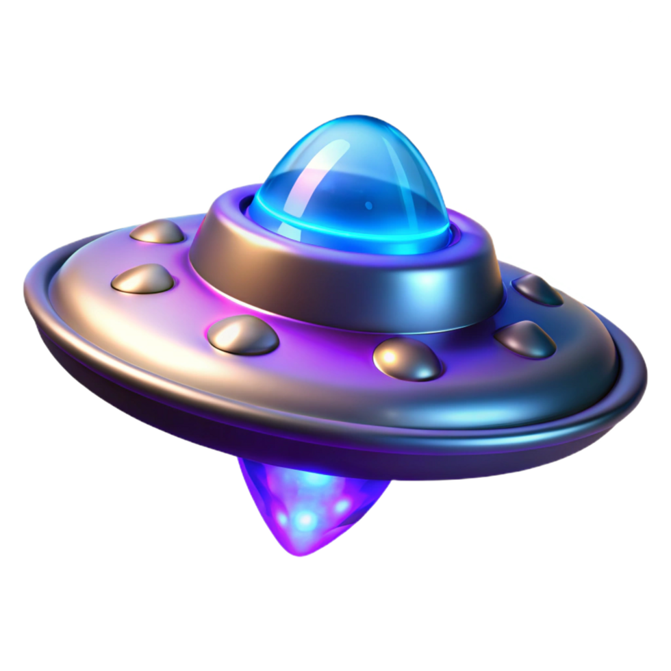 Futuristic Spaceship, Glowing UFO, Sci Fi Craft, Alien Vehicle, Cosmic Ship, 3D Render, Neon Lights, Spacecraft Design, Otherworldly Vessel, Intergalactic Traveler png