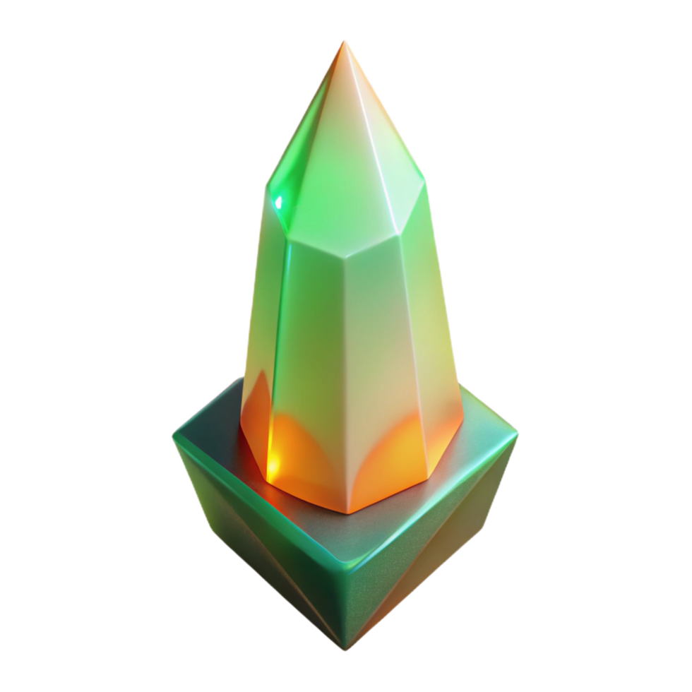 Iridescent Crystal Gem 3D Render of a Colorful, Faceted Gemstone png