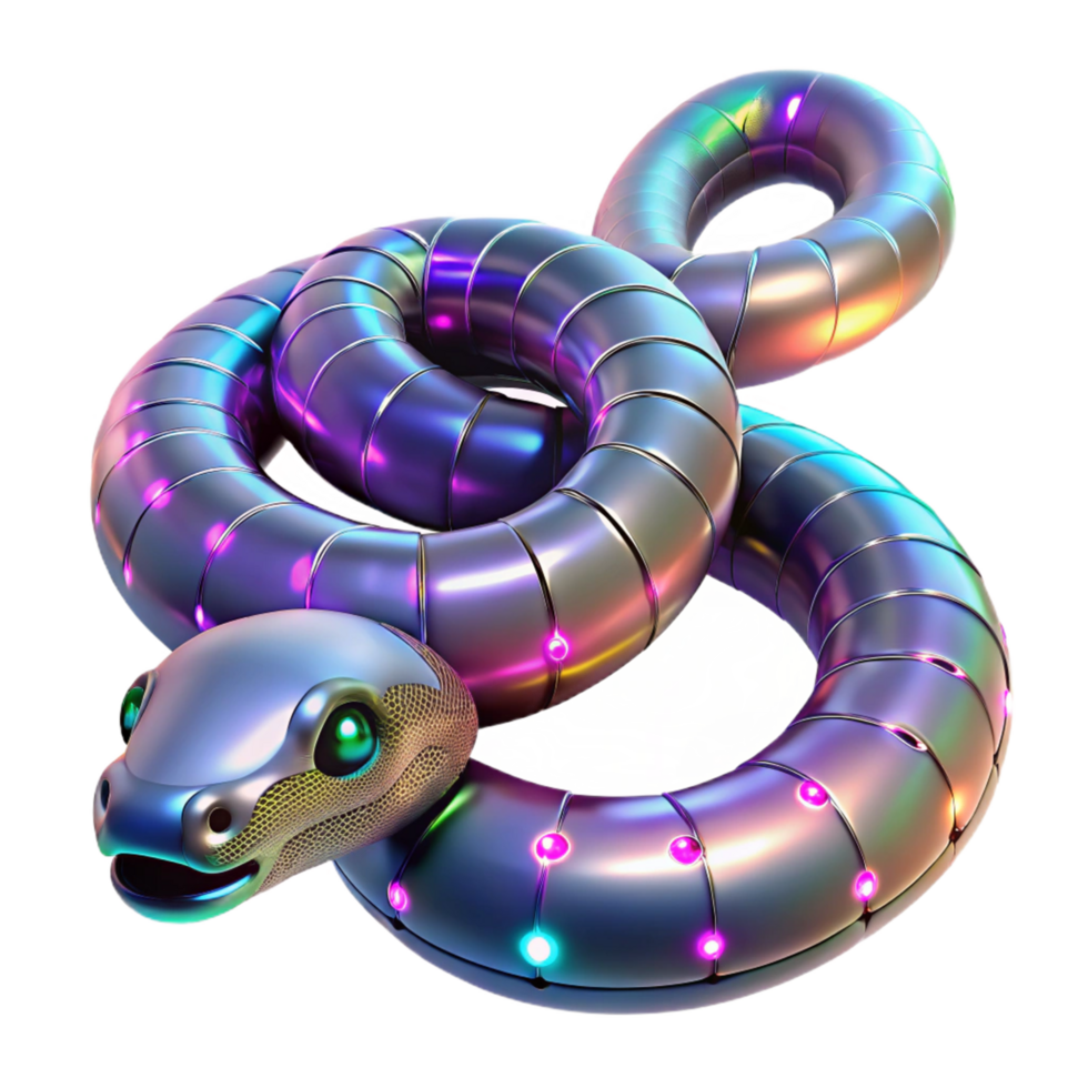 Cybernetic Serpent A 3D Render of a Futuristic Robotic Snake png