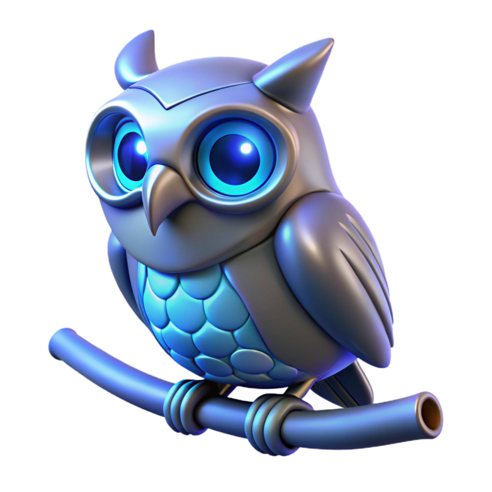 Cybernetic Owl 3D Render of Futuristic Avian Robot png