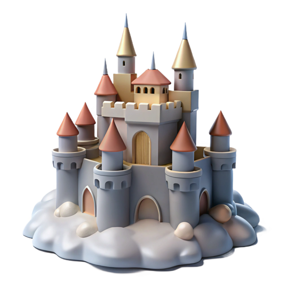 Enchanted Castle on a Cloud A Fairytale Fantasy 3D Model png