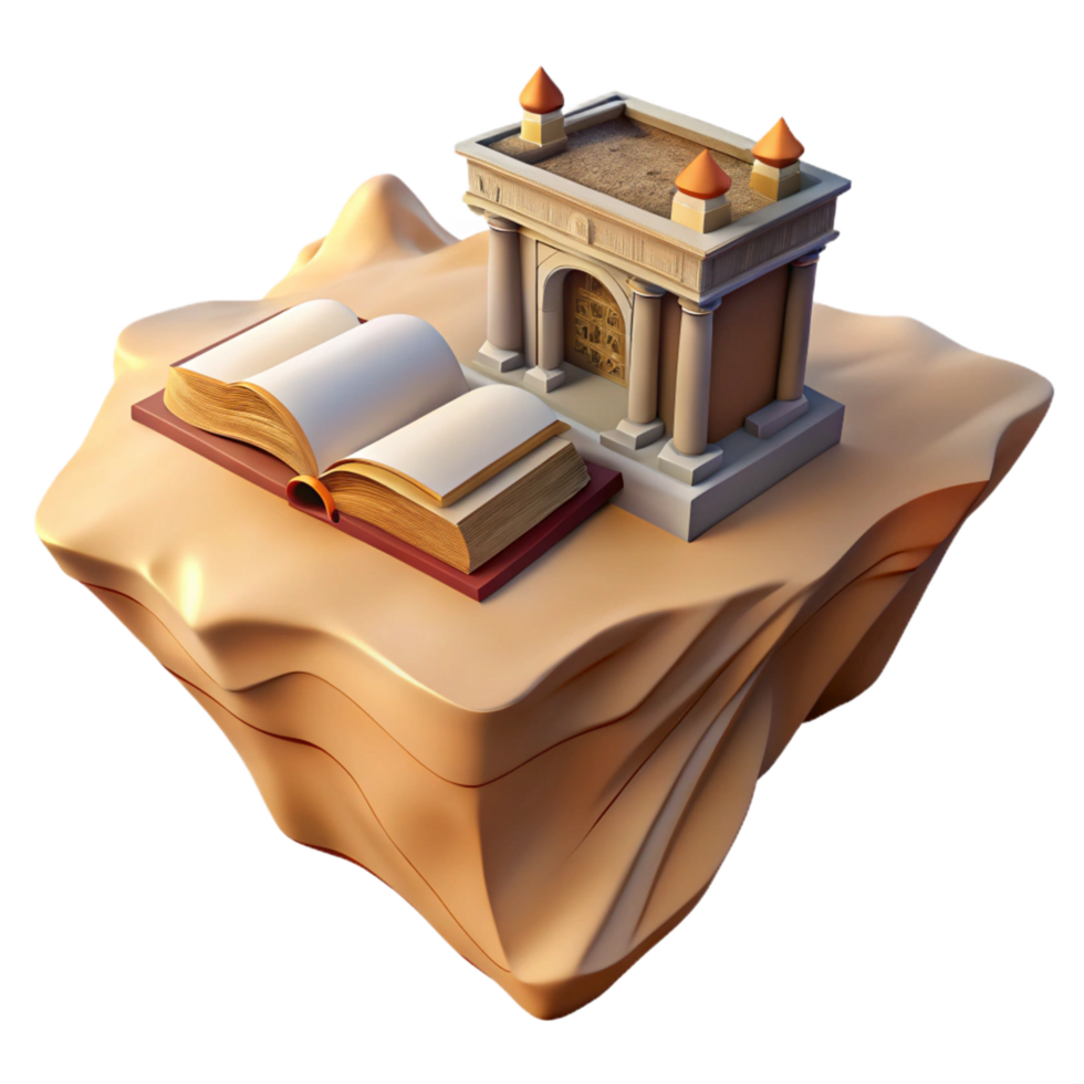 Ancient Gateway to Knowledge Book and Architectural Iconography png