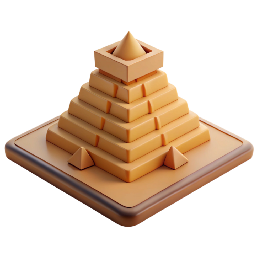 Step Pyramid Model 3D Render of Ancient Architecture png