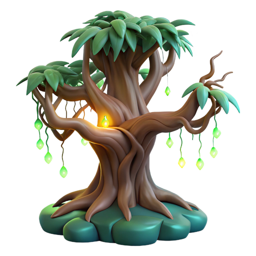 Enchanted Tree 3D Render of a Magical, Glowing Tree png