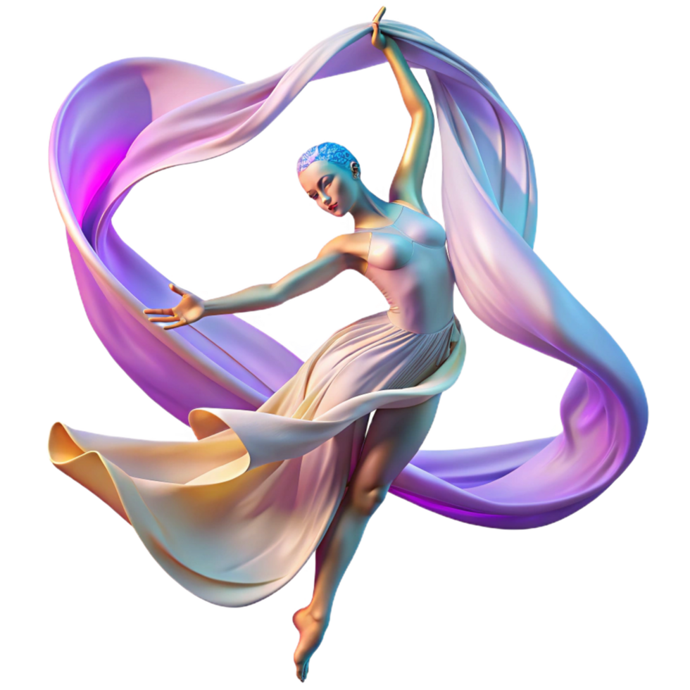 Dynamic Dance A Figure in Flowing Fabric png