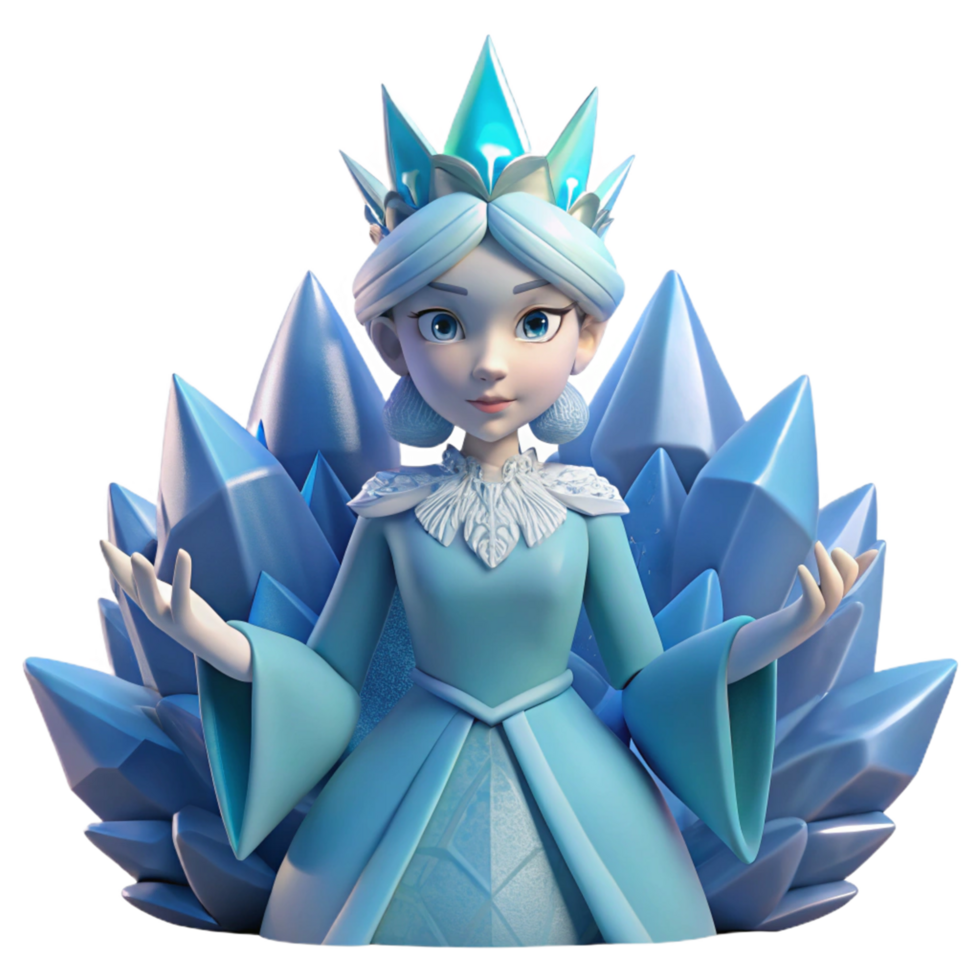 Ice Queen 3D Render of a Fantasy Princess in a Crystal Palace png
