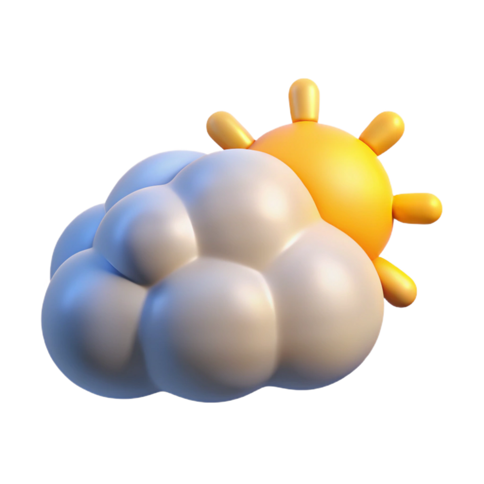 3D Render of Sun and Cloud Partly Sunny Weather Illustration png