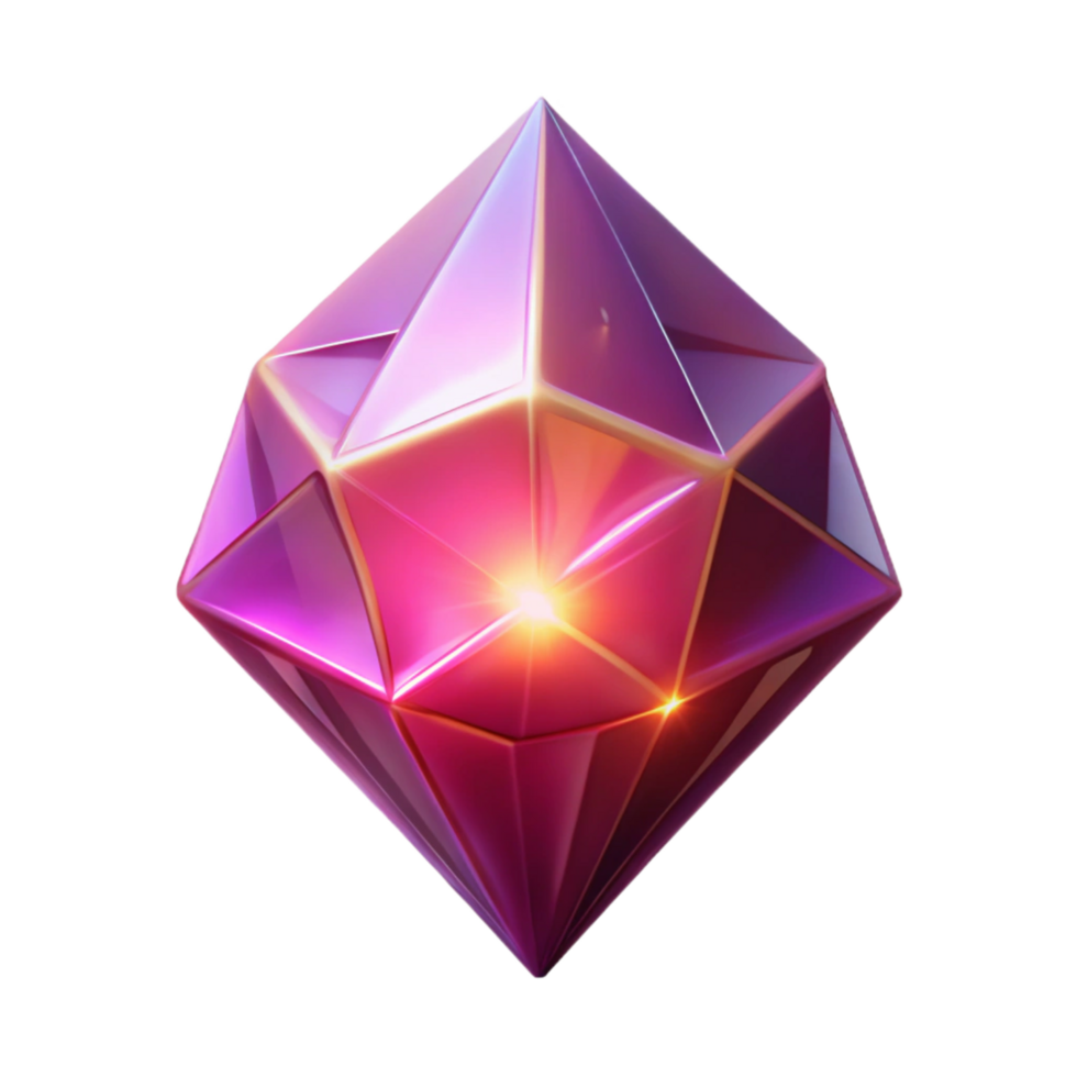 Luminous Gem A 3D Render of a Sparkling, Faceted Crystal png