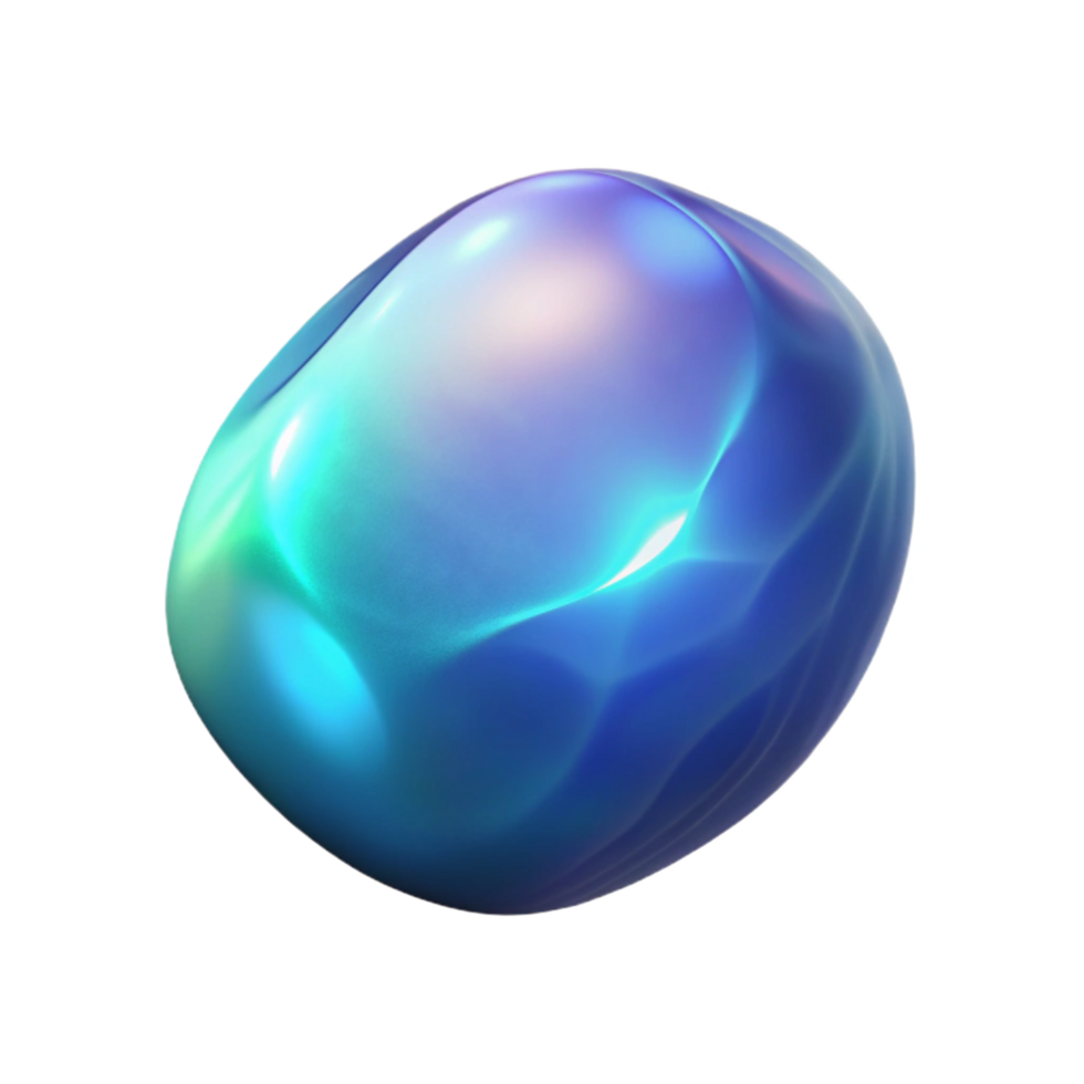 Abstract Iridescent Orb 3D Render of a Smooth, Glossy, Blue Gem png