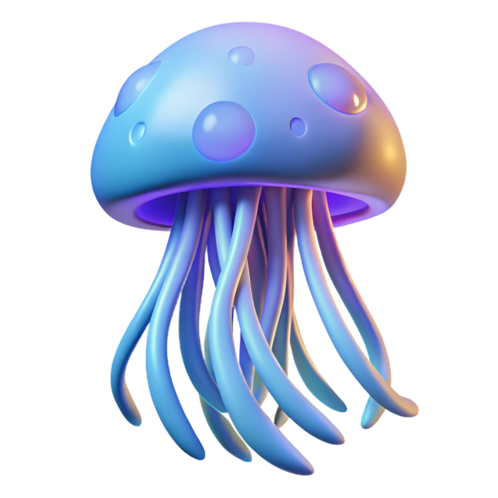 3D Render of a Luminous Jellyfish like Mushroom png