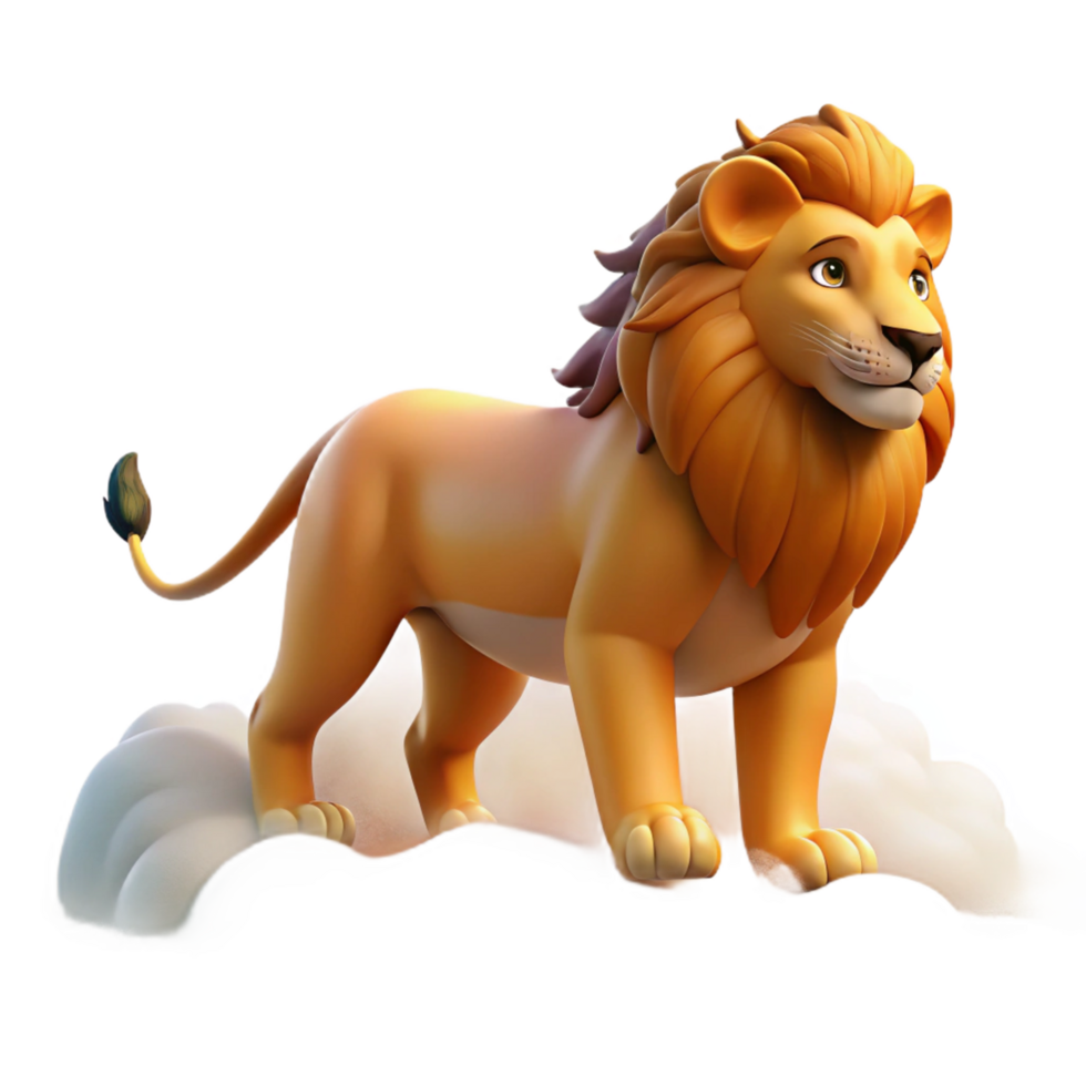 Majestic Lion on Cloud 3D Render of a Cartoon Lion png
