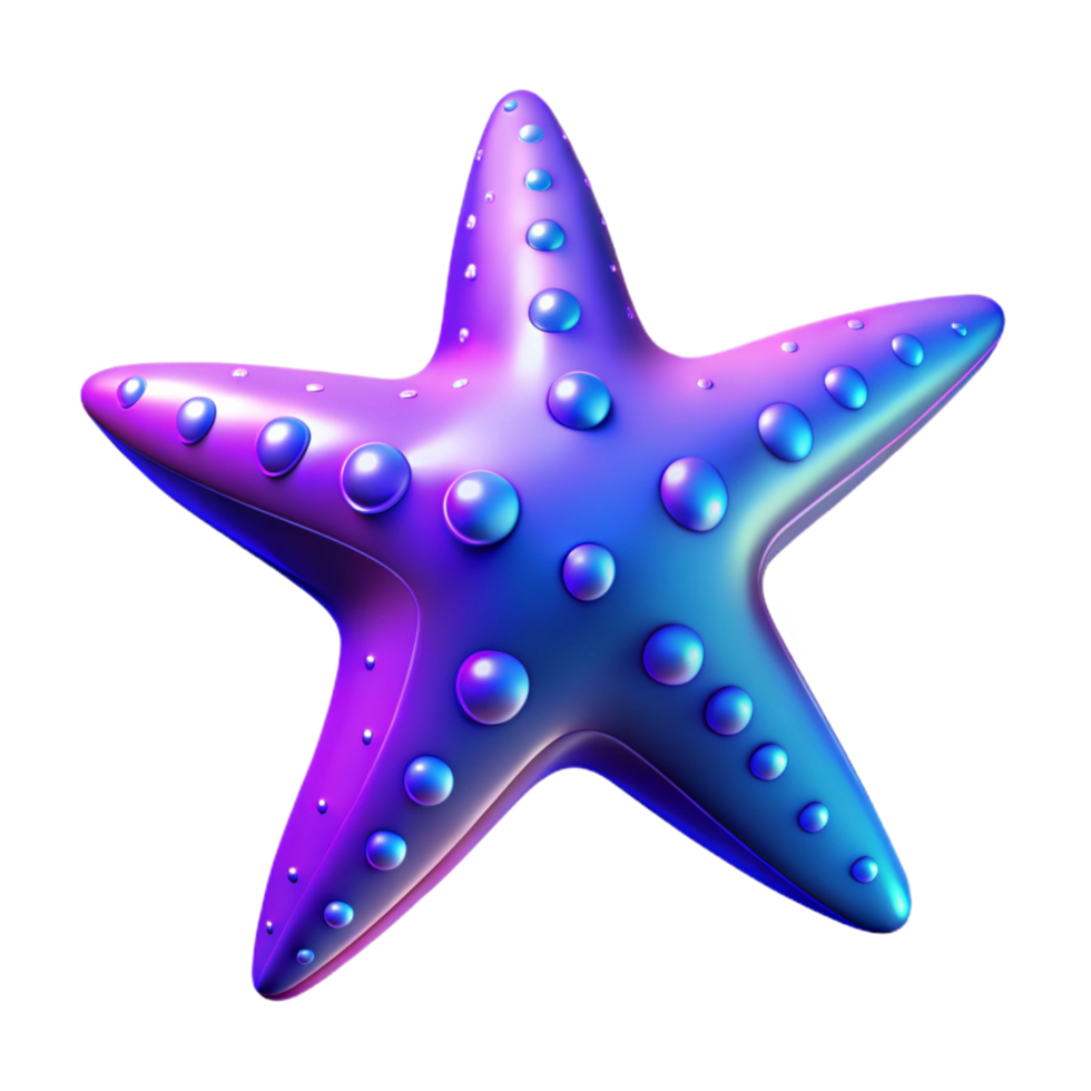 Abstract 3D Starfish Gradient, Bubbles, Shiny, Iridescent, Colorful, Digital Art, Ocean Theme, Underwater, Sea Life png