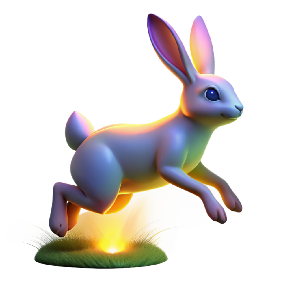 Leaping Hare at Sunrise 3D Render of a Bunny in Motion png