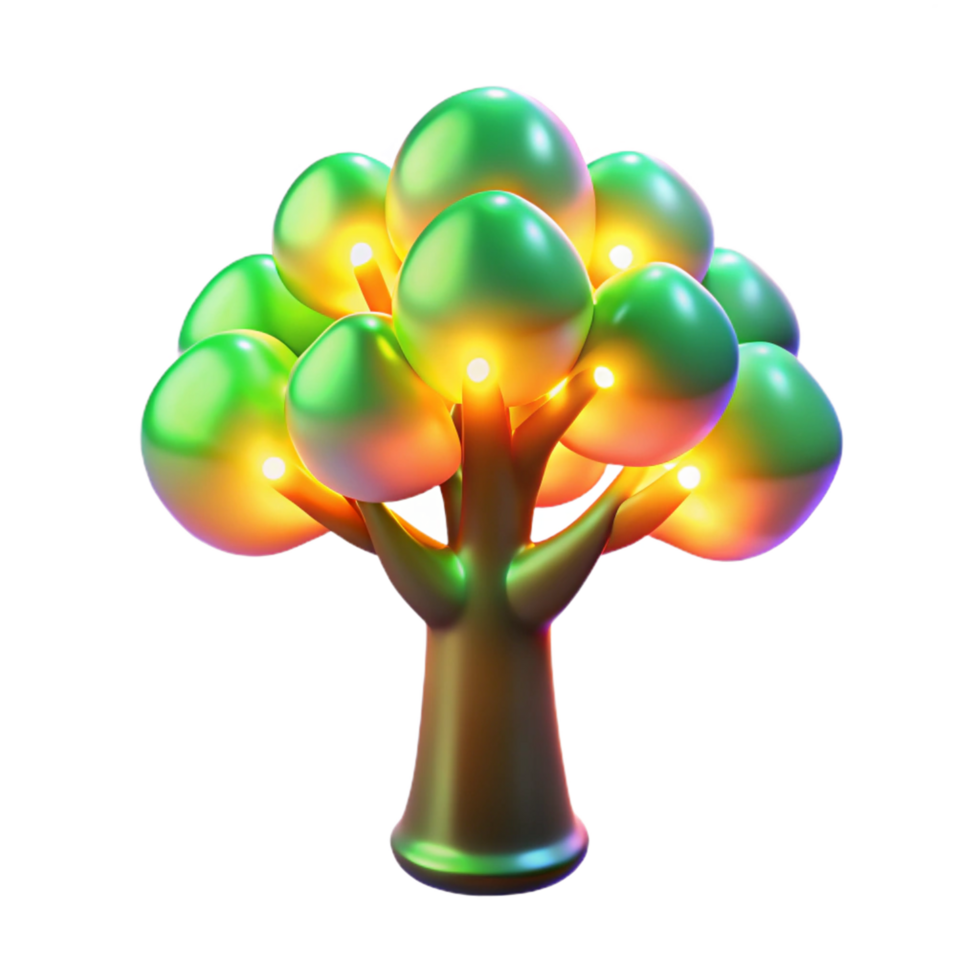 Luminous Tree 3D Render of Illuminated Foliage png