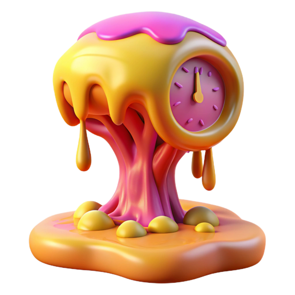 Melting Clock A Surreal 3D Render of Time's Passage png