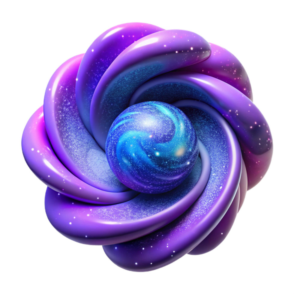 Cosmic Swirl Abstract 3D Galaxy Art png