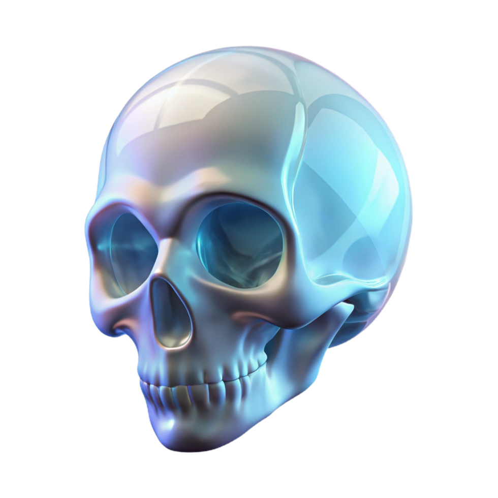 Iridescent Skull 3D Render of a Smooth, Polished Human Skull png