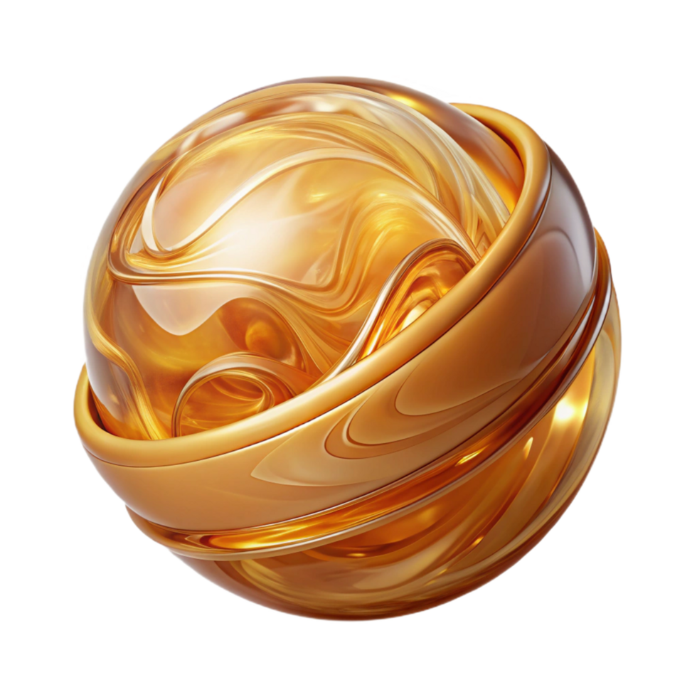 Abstract Golden Sphere Swirling Liquid Design png