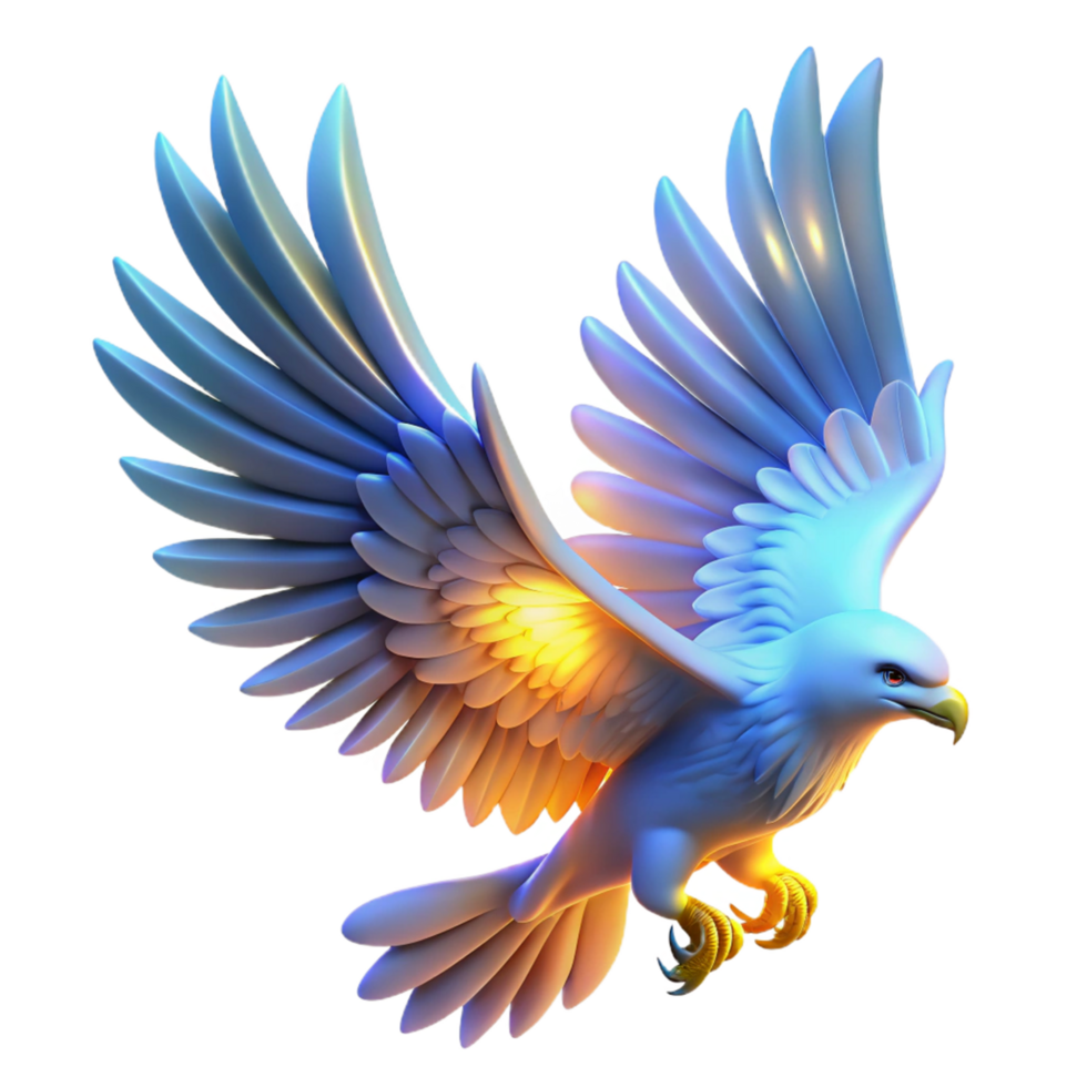 Celestial Eagle in Flight A 3D Render of a Majestic Bird png