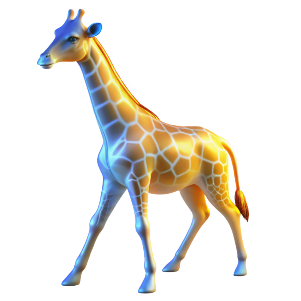 Glowing Giraffe A Digital 3D Render of an African Savanna Animal png