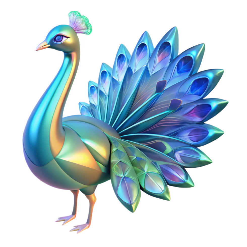Iridescent Peacock A 3D Model of a Jewel toned Bird png