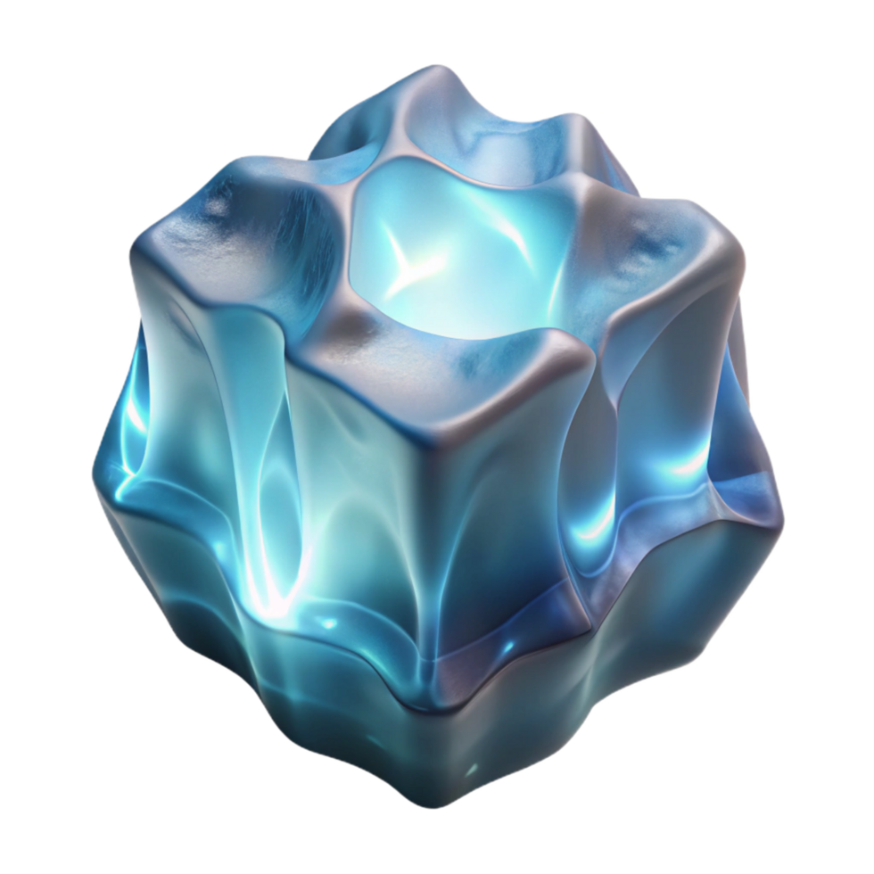 Abstract 3D Render Glowing, Fluid, Crystalline Structure png