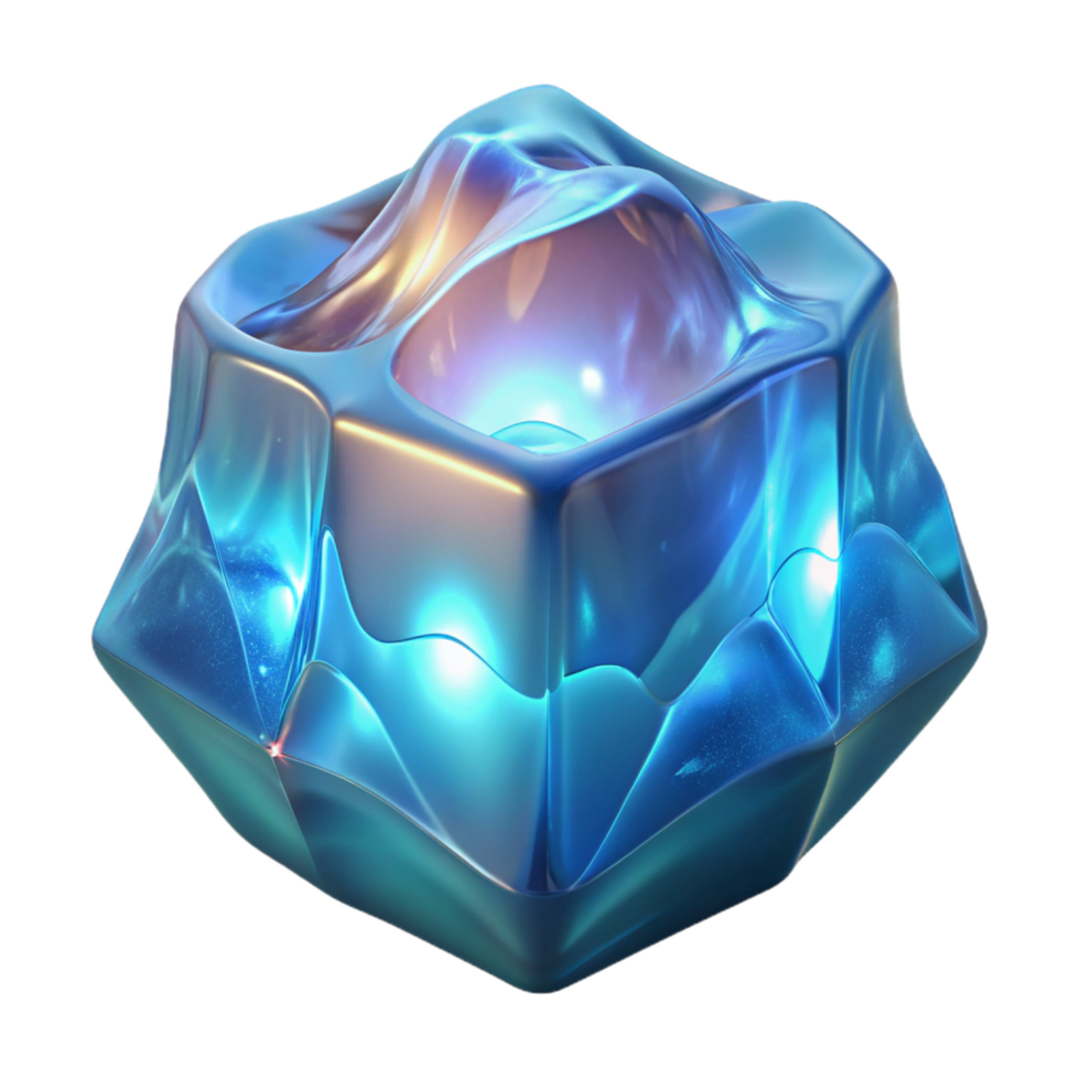 Abstract 3D Render Iridescent, Liquid like Cube with Glowing Interior png