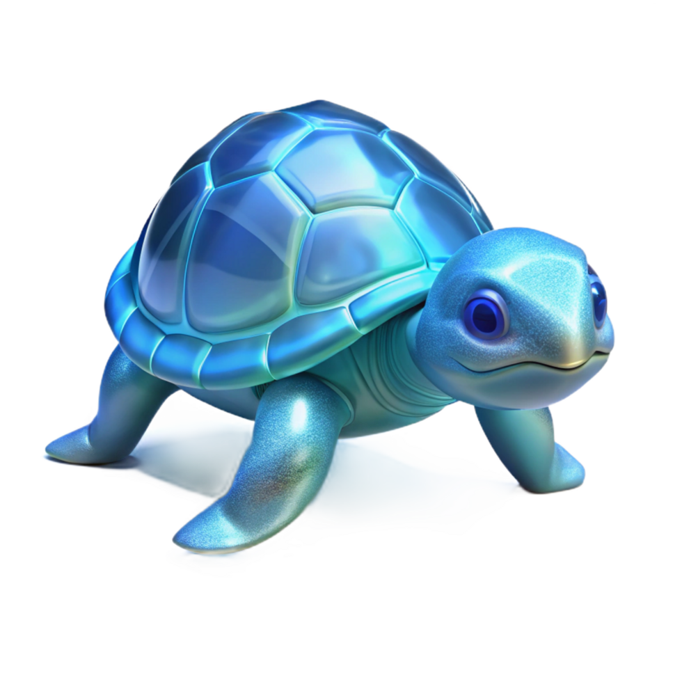 Aqua Turtle A 3D Render of a Shiny, Blue Sea Turtle png