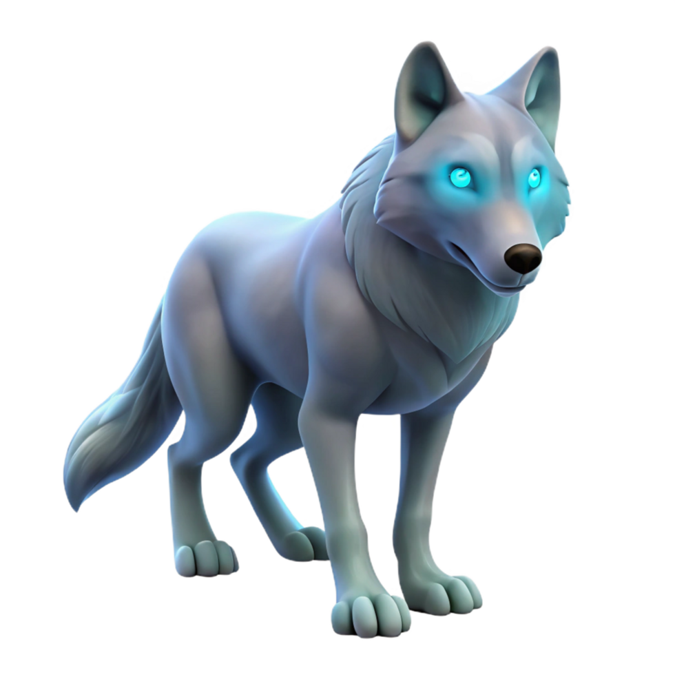Glowing Eyed Arctic Wolf 3D Render of a Majestic Creature png