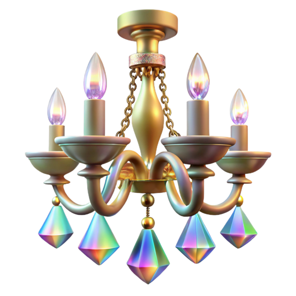 Five Light Crystal Chandelier with Gold Accents png