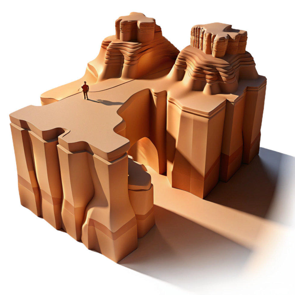 Solitary Figure at Canyon's Edge A Digital Rendering of a Desert Landscape png