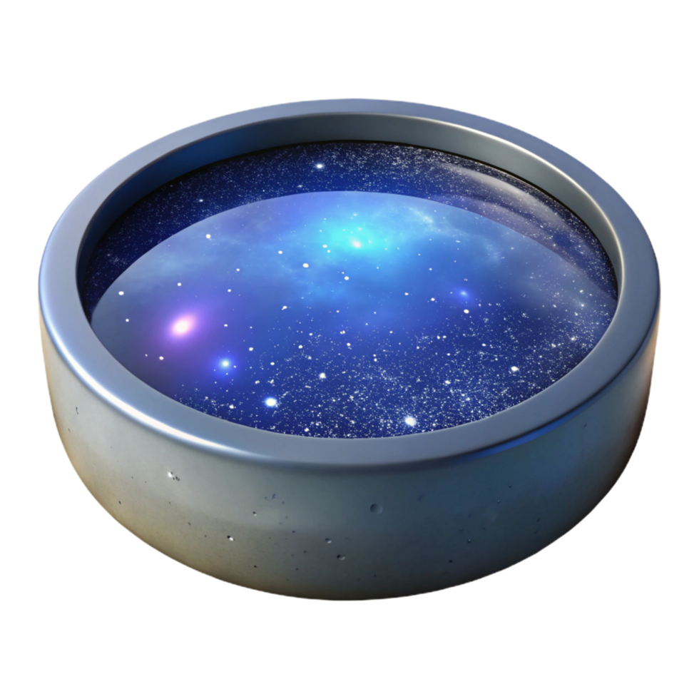 Cosmic Nebula in a Reflective Dish A 3D Render png