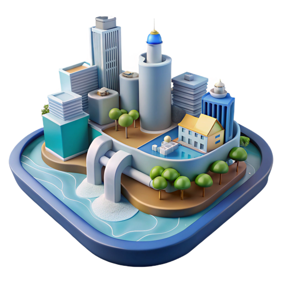 Sustainable Cityscape A 3D Model of Urban Infrastructure and Green Spaces png