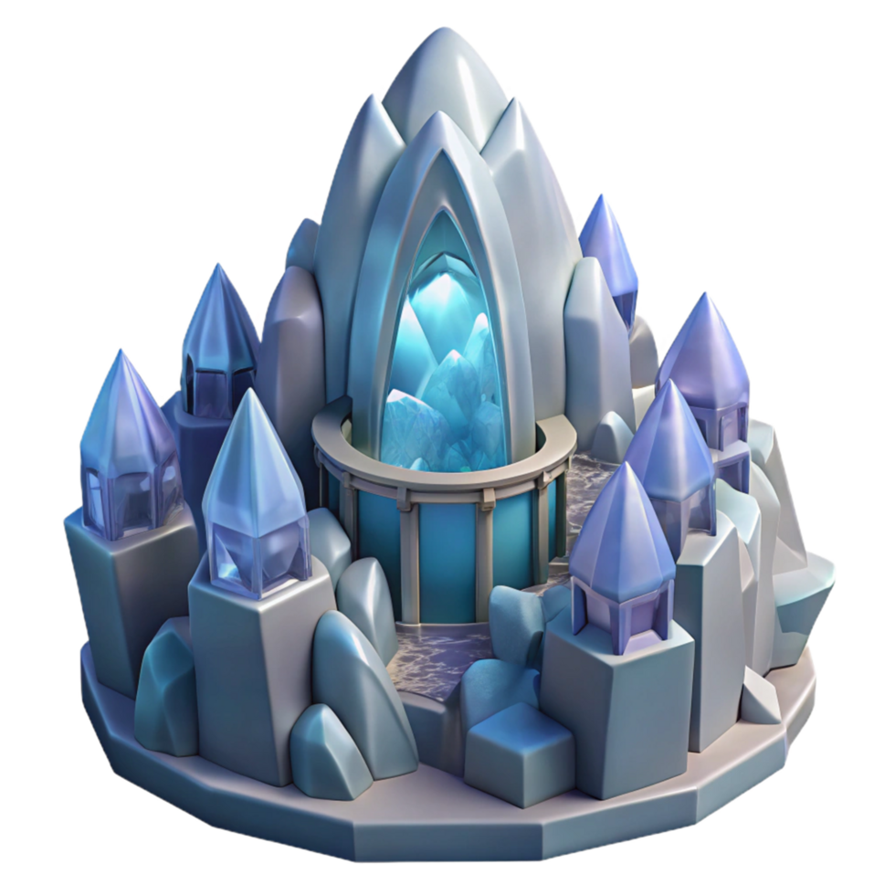 Enchanted Ice Crystal Palace A 3D Render of a Fantasy Fortress png