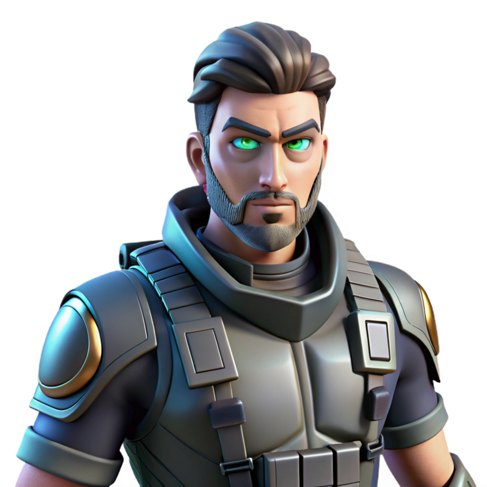 Stylized 3D Render of a Futuristic Soldier png