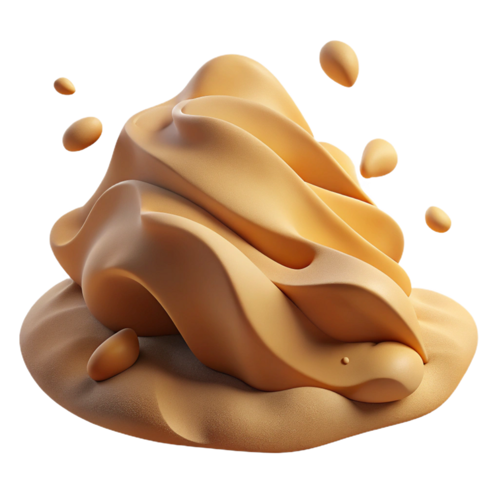 Abstract Beige Swirl 3D Render of Creamy, Textured Substance png