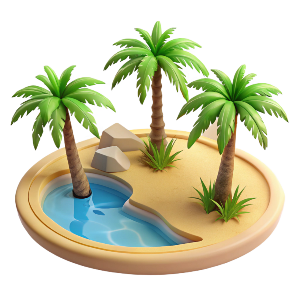 Tropical Island Oasis 3D Render of Idyllic Island Scene png