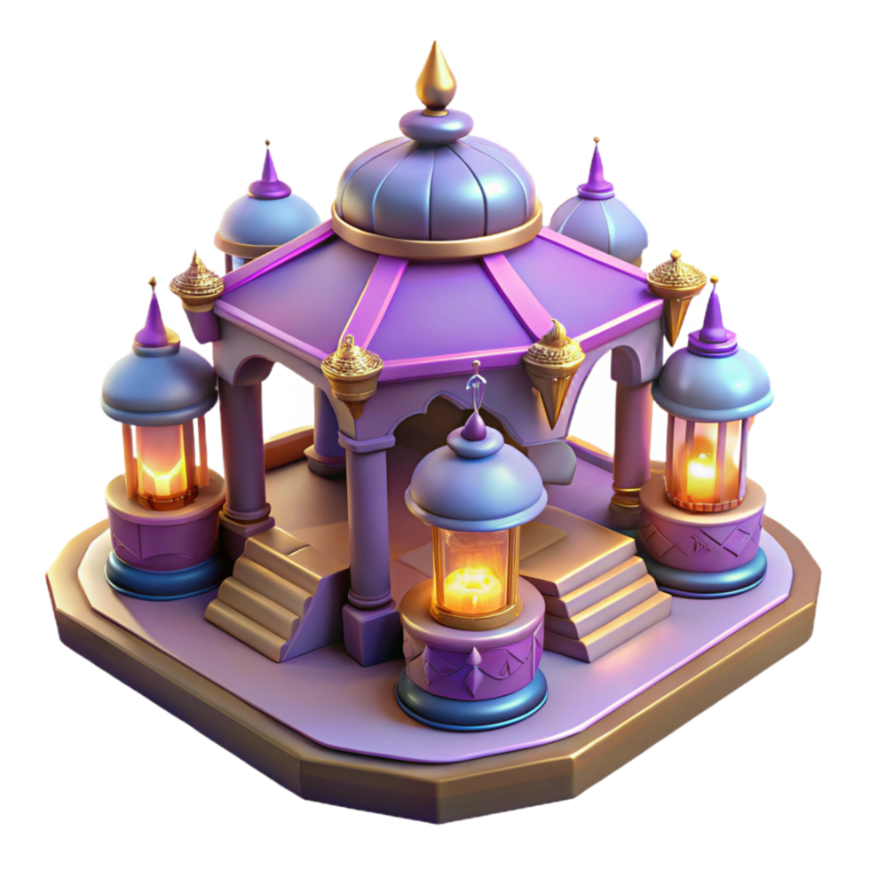 Enchanted Pavilion Fantasy Architecture with Glowing Lanterns png