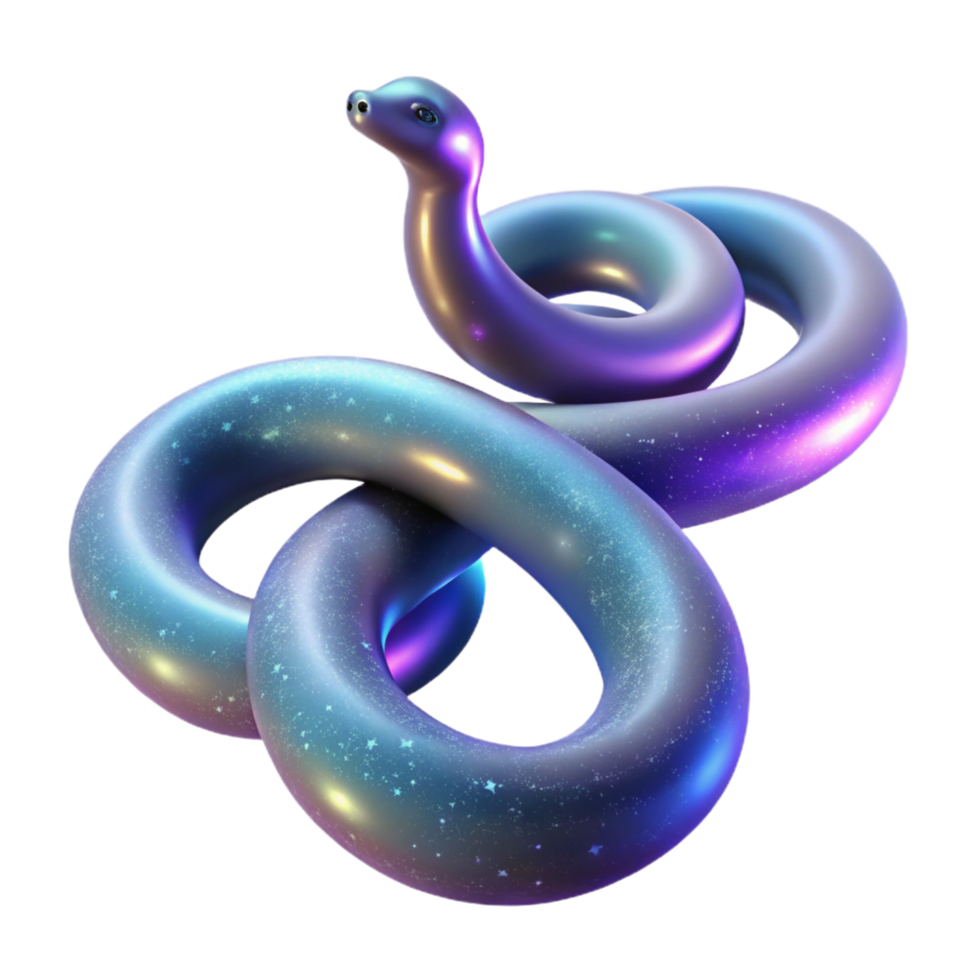 Cosmic Serpent A 3D Render of a Glittering, Intertwined Snake png