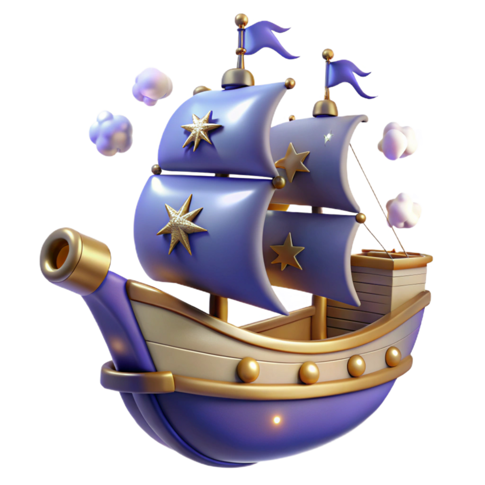 Starry Sails A 3D Model of a Fantasy Galleon png