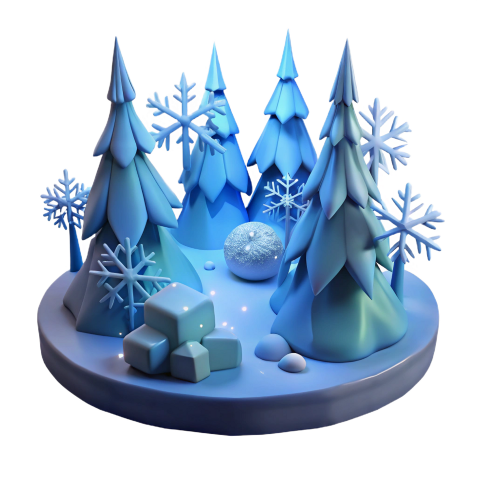 Winter Wonderland Scene Snowy Trees, Ice Crystals, and Frozen Landscape png