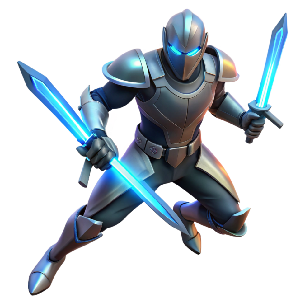 Knight with Glowing Swords Fantasy Action Game Render png